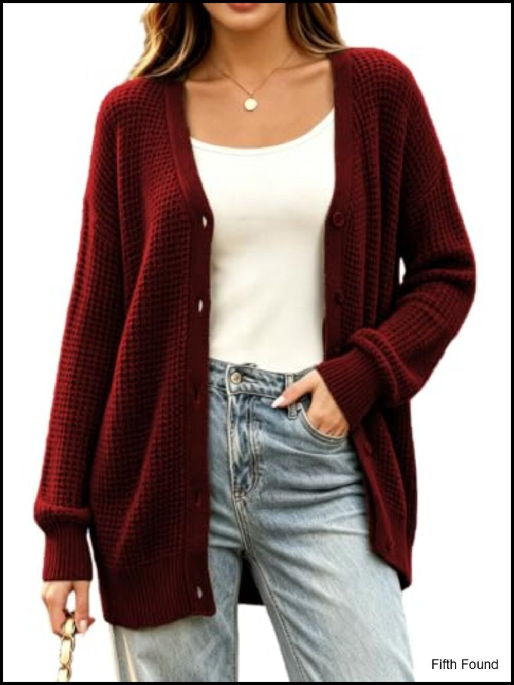 Oversized Chunky Knit Cardigan Button Up Sweater Coat V-Neck Women's